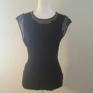 Black blouse, with lace and beaded work